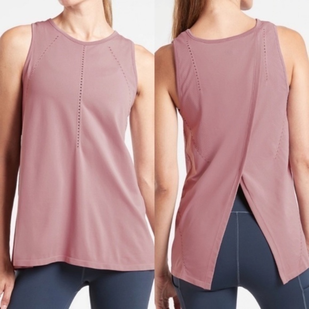 Athleta Mauve Pink Foothill Split Back Tank Top Small